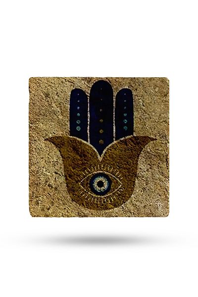 Begoloni Stone Decor Natural Stone Trivet 20x20cm Fatma Mother Hand Printed Stone Trivet