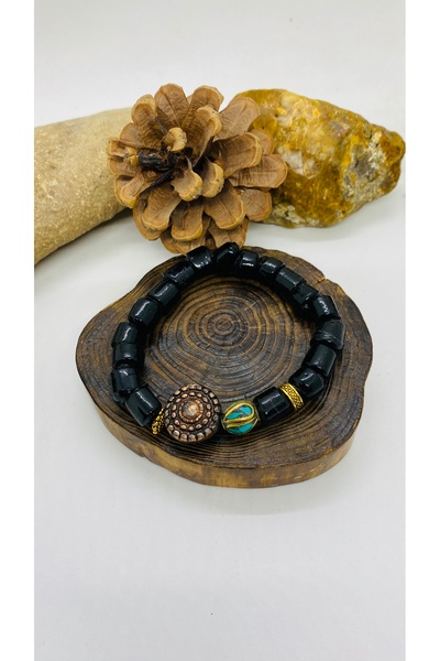 Porsuk Alternatif Handmade Design Glass Bead Elastic Bracelet