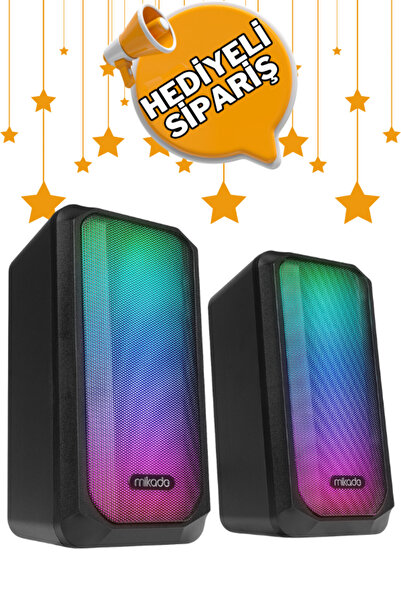 Maybax 2.0 5Wx2CH RGB Ledli Siyah USB Multimedia Oyuncu Hoparlör Gaming Speaker
