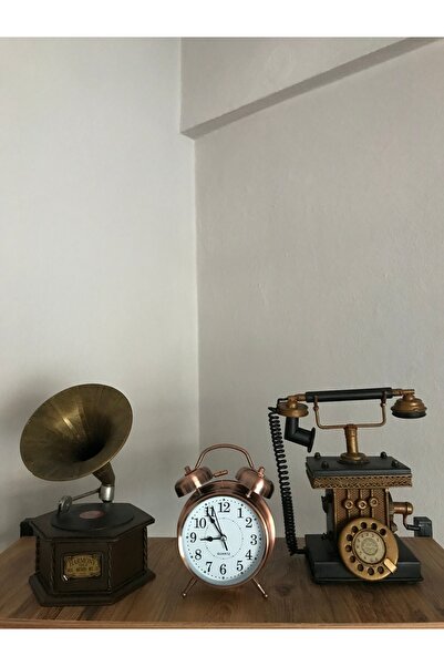 NOSTALJİM Dekoratif Metal Telefon Kumbaralı, Dekoratif Metal Gramofon Çekmece...
