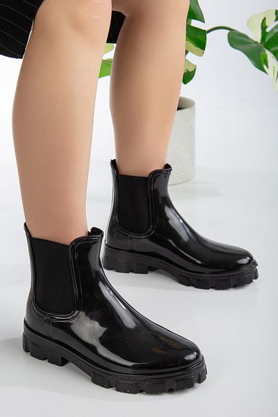 Goteen Unisex Μπότες Μαύρες λουστρίνι Chealse Κοντές μπότες