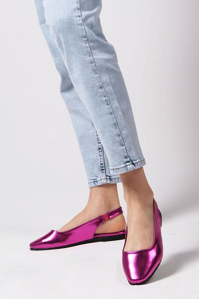 Mio Gusto Ally Fuchsia Color Open Back Women's Flat Ballerina Shoes