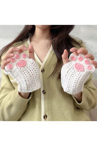 Fauna Pet Supplies Mănuși fără degete cu labe drăguțe tricotate manual