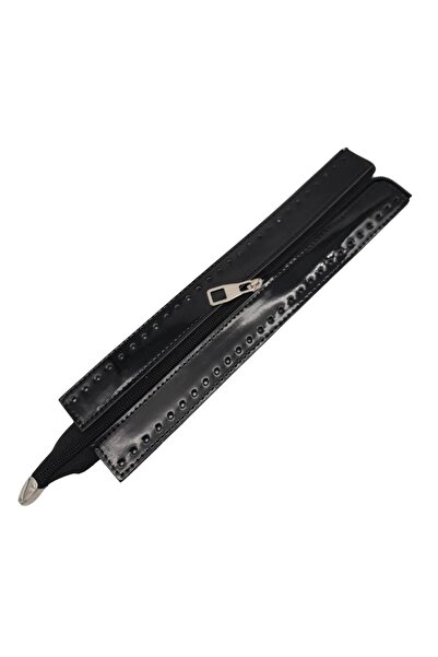 angel çanta aksesuar إكسسوار حقيبة Angel جلد لامع 28 سم لون أسود سحاب فضي معدني