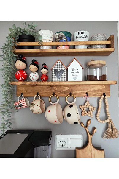 narım Kahve Köşesi 2 Li Raf Set Terek 50X9 CM