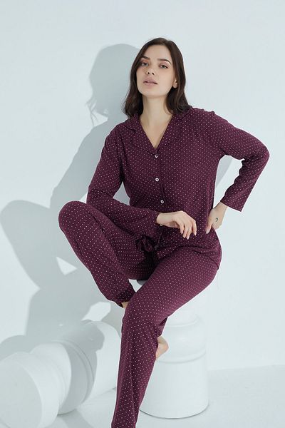 WAYNAP Women's Buttoned Pattern Pajama Set Shirt Collar Waynap 961