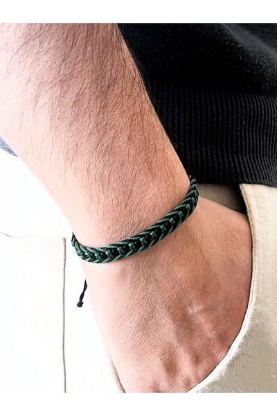 Farah Butik Unisex Khaki Black Macrame Knitted Bracelet Gift Bracelet