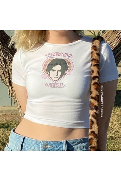 Gofeel Y2k Timmy's Girl Printed - Half Crop T-Shirt