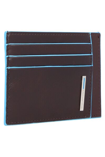 PIQUADRO Leather card case, Blue Square, PP2762B2R, Mogano, Unisex