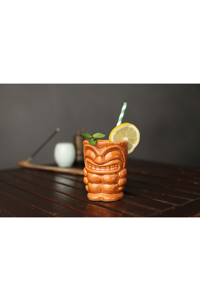 ARVALE Tiki Cocktail and Soft Drink Cup with Handle 350 ml Brown Mug A2