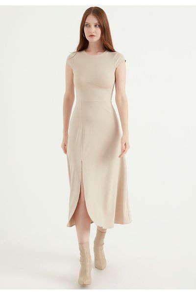 Herita Midikleid mit Schlitz und Detail
