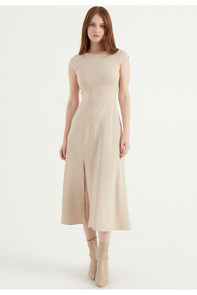 Herita Midikleid mit Schlitz und Detail