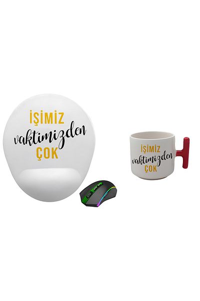 GünayStore OUR WORK VERY WITH OUR VOCATION WRITING MOUSE PAD + T RED HANDLE CUP
