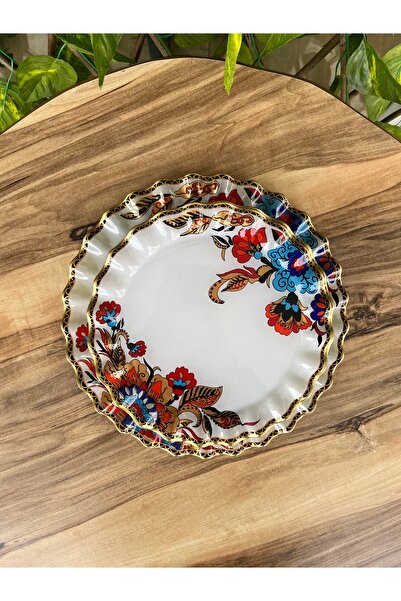 GÜRCÜGLASS Flower Pattern 7 Piece Cake Serving Set