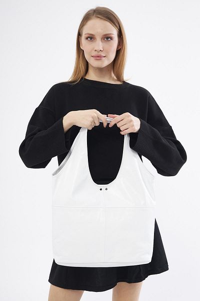DERİNSS Derinss Dkb078 Genuine Leather White Women's Hand and Shoulder Bag