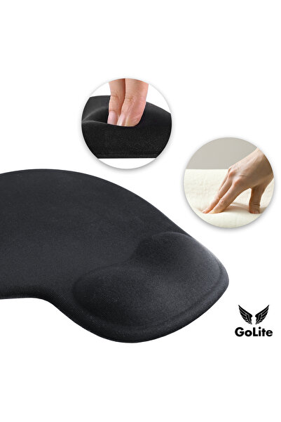 GoLite Bilek Destekli Yumuşak Mousepad Ergonomik Kaymaz Taban Siyah Mouse Pad Rahat Fare Altlığı
