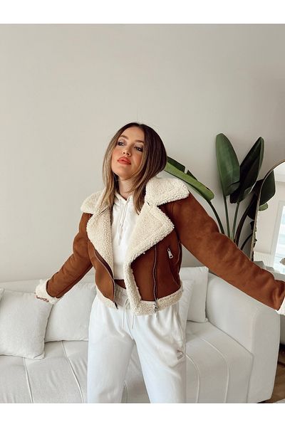 SONREİR IMPORTIERTER KURZMANTEL AUS WILDLEDER INNEN MIT PLÜSCH BESCHICHTET