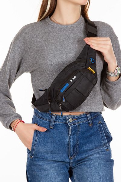 NEWISH POLO ACCESSORIES Μαύρη τσάντα ώμου και μέσης χιαστί με αδιάβροχη έξοδο ακουστικών