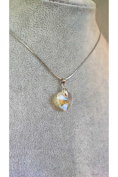 İYİ MODA Diamond Cut Heart Natural Stone Necklace