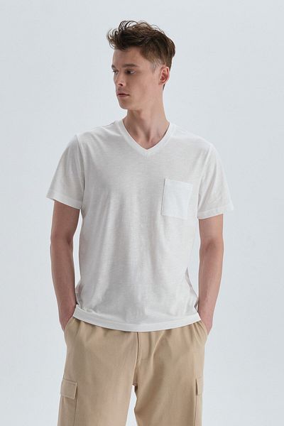 Dagi T-shirt από εκρού βαμβακερό λαιμόκοψη
