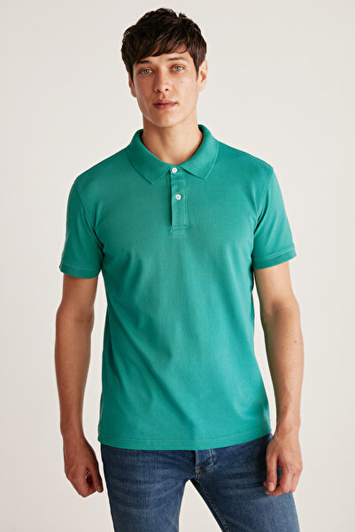 GRIMELANGE Chris Men's Regular Fit 100% Cotton Green Polo Neck T-shirt