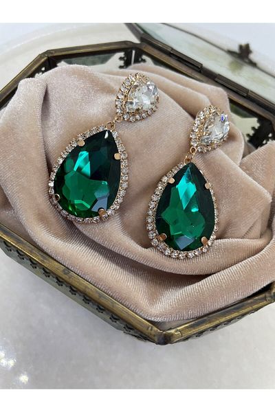 MFM STORE Colorful Crystal Jewelled Drop Model Gift Earrings