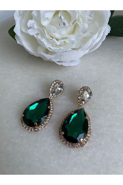 MFM STORE Colorful Crystal Jewelled Drop Model Gift Earrings