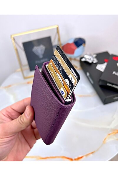 Fil Deri Mechanical Wallet Genuine Leather Automatic Card Holder