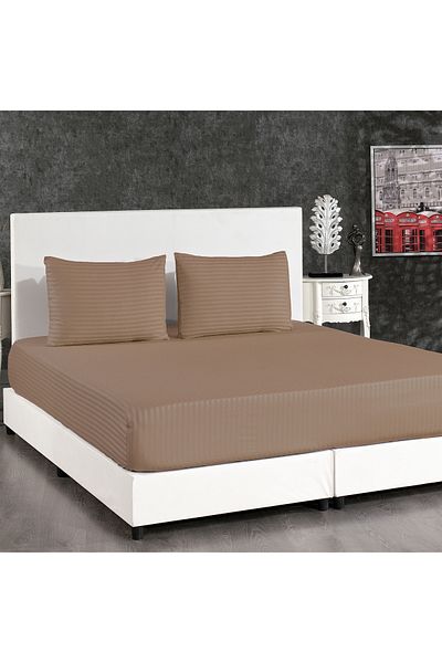 Alena Home Style طقم ملاءات مطاطية مخططة مزدوجة مقاس 180x200 من الساتان القطني