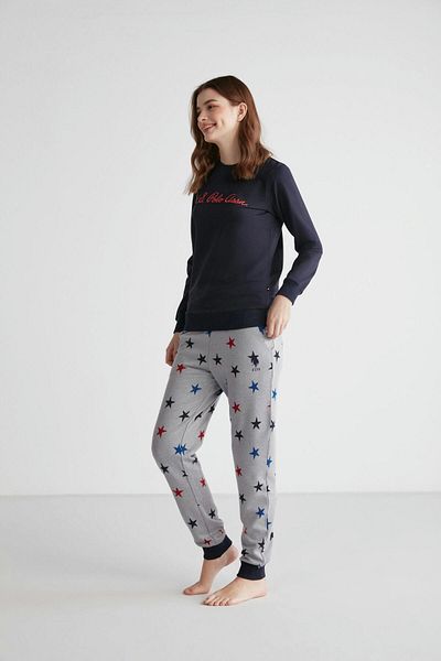 U.S. Polo Assn. ASSN. POLO SUA. - Set pijamale cu plăcuță bleumarin pentru femei 024K.1A6S.T.R9.A5.P.8.LS