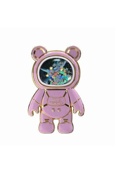 wowacs Mobile Phone Stand with Space Glittered Moving Astronaut Figure that Can Be Adhered to the Back of a Phone or Case