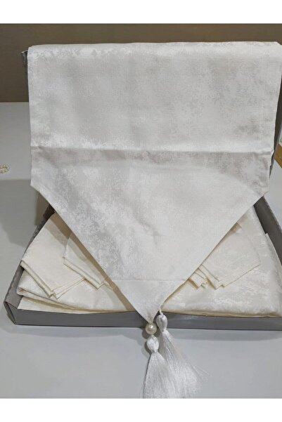 Çeyiz Sokağı Gloria Krem Masa Örtüsü Takımı Yemek Sunum Seti