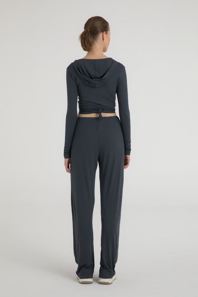 SHEISMONO Ultra Soft Lace-Up Trousers Smoked