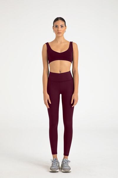 SHEISMONO Ψηλόμεσο αθλητικό κολάν δαμάσκηνο