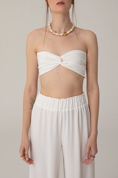 SHEISMONO Lagom Knot Crop Top Λευκό