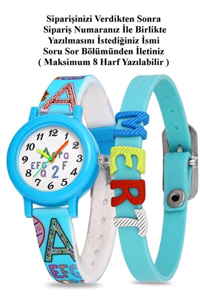Ct 3 ATM  , Yumuşak Etli Silikon Kordon  , Kız Erkek Çocuk Kol Saati - İsme Ö...