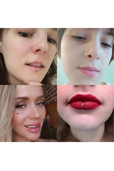 TakıConcept Deliksiz Dudak Piercing Sıkıştırmalı Fake Dudak Piercing