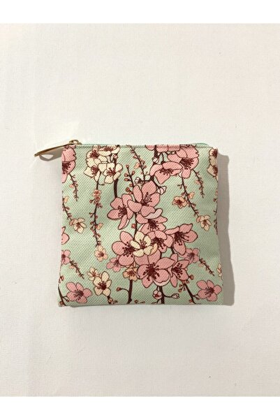 TALKING DREAMS Mint Color Sakura Flower Patterned Mini Wallet Pad Bag