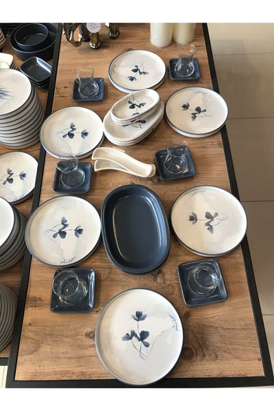 Keramika 6-Piece 28 Piece Stackable Blue Magic Breakfast Set Clover