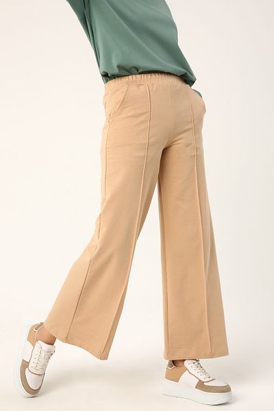 ALLDAY Camel Grass Jogginghose mit weitem Bein und Taschen