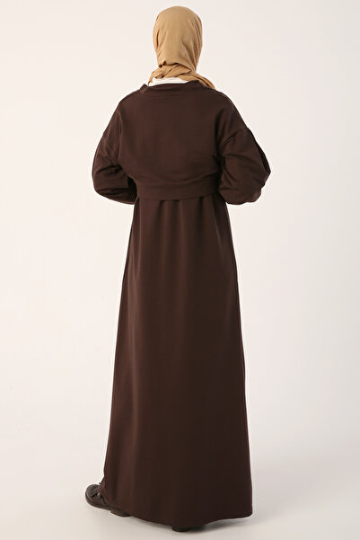 ALLDAY Keserűbarna alkalmi ruhaszett rövid kabáttal