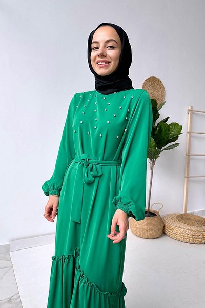 Ka Hijab Φόρεμα από πράσινη φωτεινή πέτρα