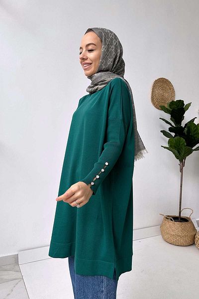 Ka Hijab Tunica mercerizata cu maneci - Smarald