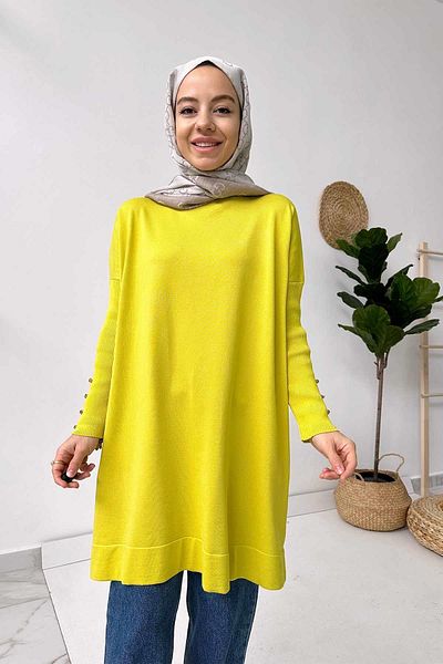 Ka Hijab Tunica mercerizata cu detaliu maneci - verde ulei