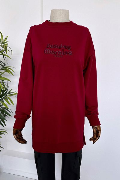 Ka Hijab Sunday Cotton Hijab Sweatshirt - Claret Red