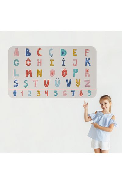 Harita Sepeti Patterned Colorful Educational Turkish Alphabet and Number, Children's Room, Kindergarten Wall Sticker-3901