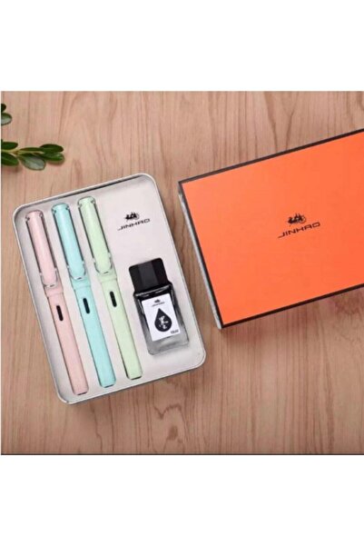 jinhao Dolma Kalem Seti Hediyelik (EF) Uçlu Pastel Renkli Gövde 3 Kalem Mavi ...