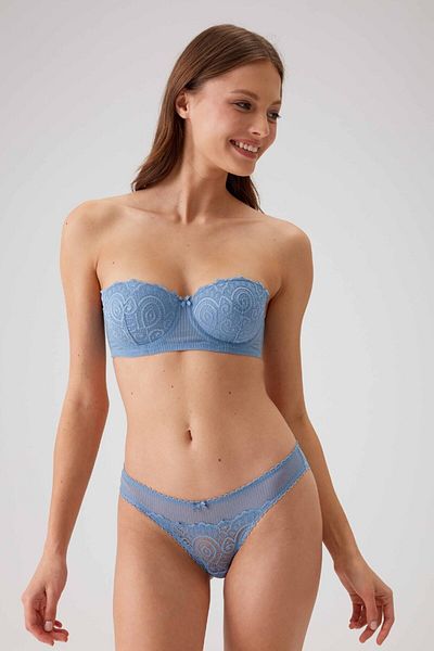 Pierre Cardin Blue 4741 Model Soft Push Up Set Sutien Femei fără bretele