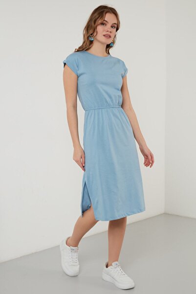 Lela Rochie Midi din bumbac cu mânecă scurta cu doua fante Rochie de damă 5864205