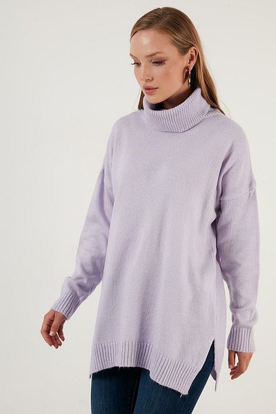 Lela Oversize Turtleneck Side Slits Long Winter Knitwear Pullover Sweater 63621285
